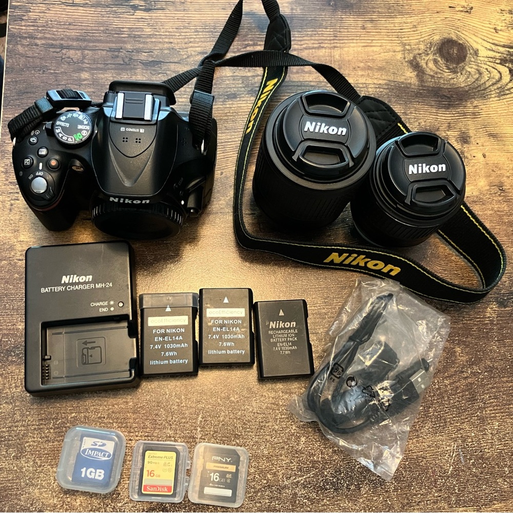 Nikon Black DSLR Camera Set with Accessories